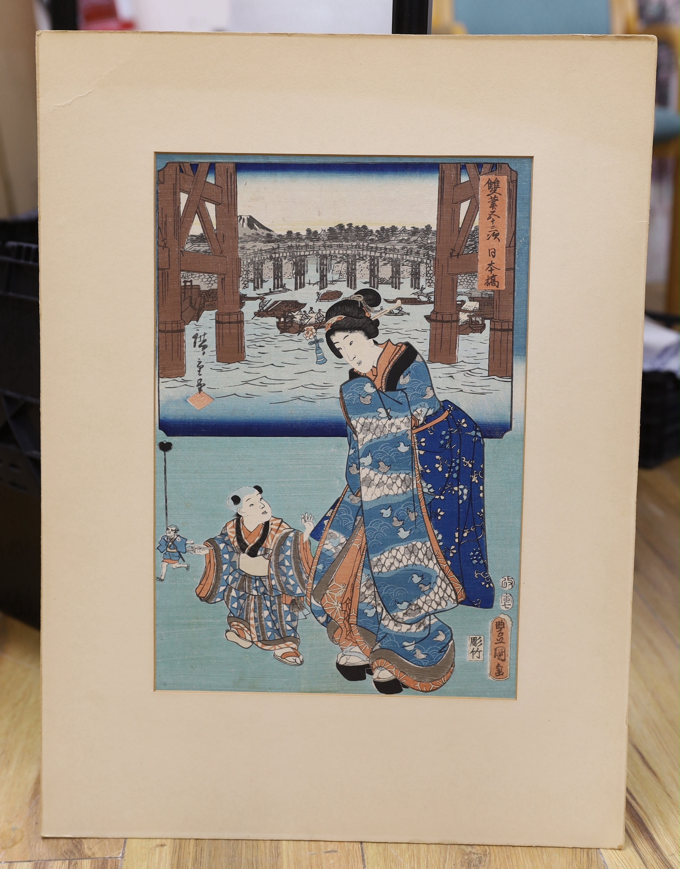 Utagawa Hiroshige (1797-1858), Japanese woodblock print, Nihonbashi, 36 x 24cm